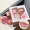 Peach Lightweight Lips Set Clear Glass Moisturizing Lip Balm Transparent Lip Oil Hydrating Jelly Day & Night Lip Mask Set
