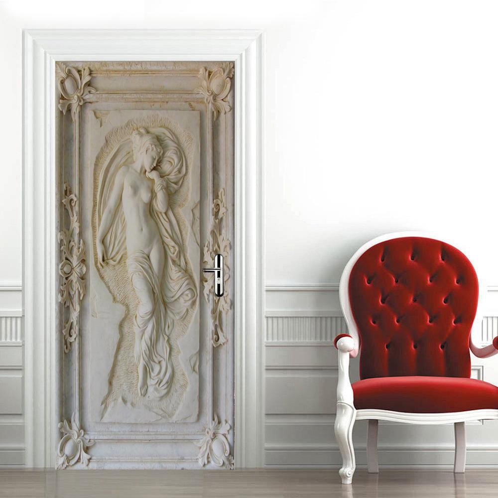 3D Статуя Искусство Виниловая Наклейка На Дверь Для Творческого Домашнего Декора