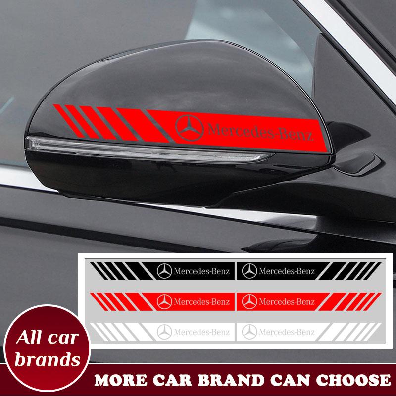 JYY1 2pcs Racing Stripe Stickers Car Rearview Mirror Personalized Vinyl Decals Caps For Mercedes Benz AMG W204 W213 W205 W211 W212