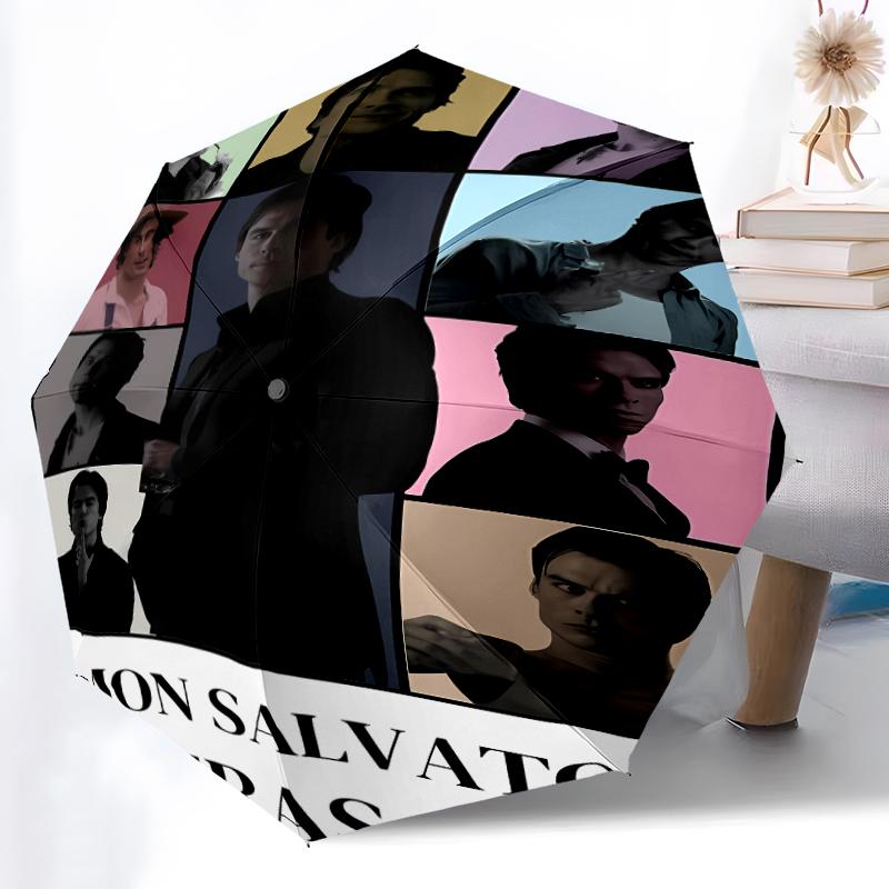 Printed The Vampire Diaries Folding Umbrella,Outdoor,Leisure,And Travel Umbrella,Durable Umbrella Fabric,Birthday And Holiday Gift
