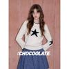 CHOCOOLATE Women's Star-Patterned Crew Neck Knit Sweater