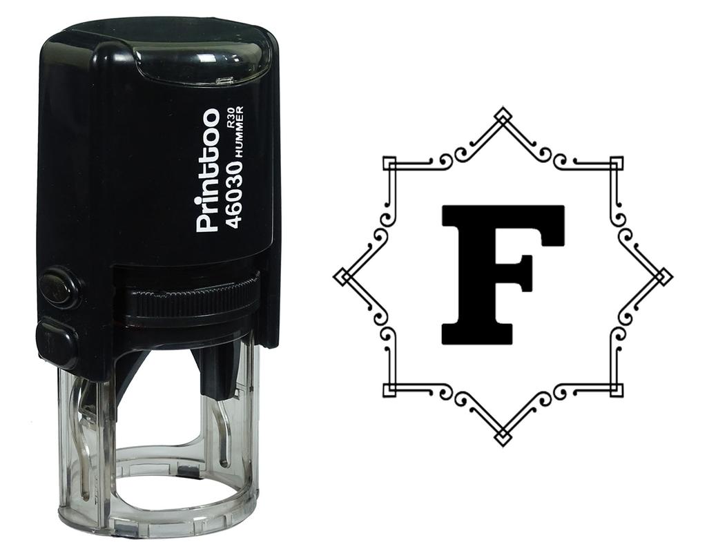 Printtoo Octagon Celtic Swirl Frame Alphabet F Monogram Self Inking Rubber Stamp Office