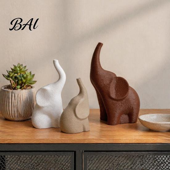 Elephant Sculptures for Home Decor 3Pcs/Set Family Statues, Cute Parents Kid Ornament, Modern Good Ornaments Luck Living Room Office Table Bookshelf