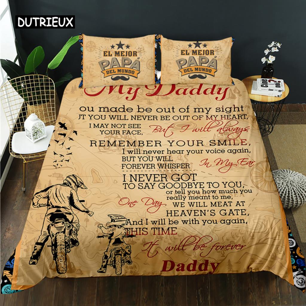 Father's Day Duvet Cover Set Queen Single Double Size Letter To Father Bedding Set Microfiber Father's Day Gift Twin Quilt Cover