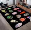 Black Ocean Seashells Carpet Mat Rug Home Decoration Living Room Shell Marine Life Pattern Non Slip Soft Floor Mat Bedroom Decor