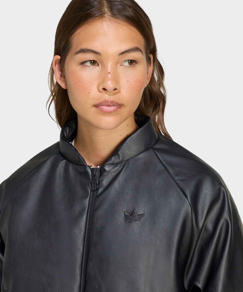 ADIDAS Faux Leather Bomber Synthetic Down Jacket - Black / Jx5332