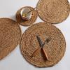 Round Woven Placemat Natural Water Hyacinth Place Mats Straw Table Mats for Dining Table Christmas Rustic Heat Resistant Pad