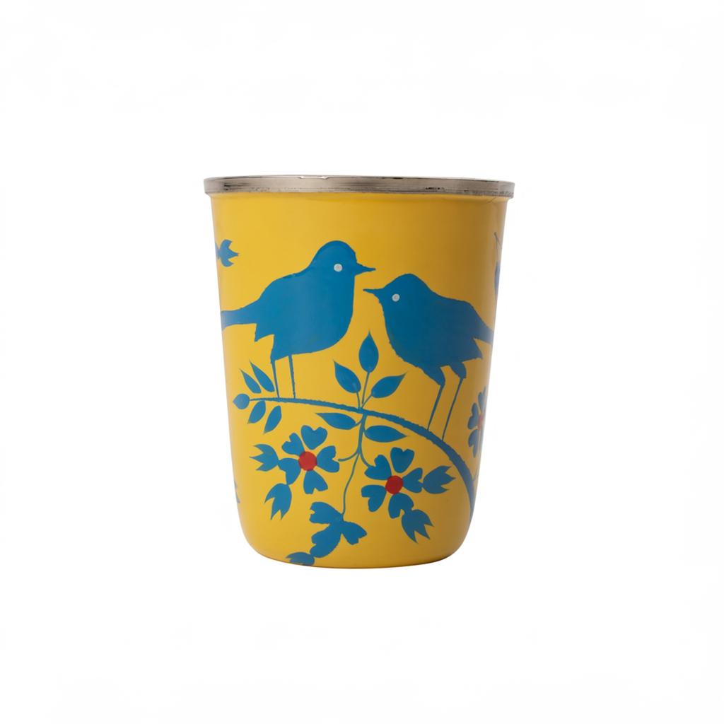 HandPainted Stainless Steel Drinking Glass – Water Glass, Juice Glass, Steel Cup, Travel Cup, Picnic Drinkware, Fishing Cup, Sports Drinkware