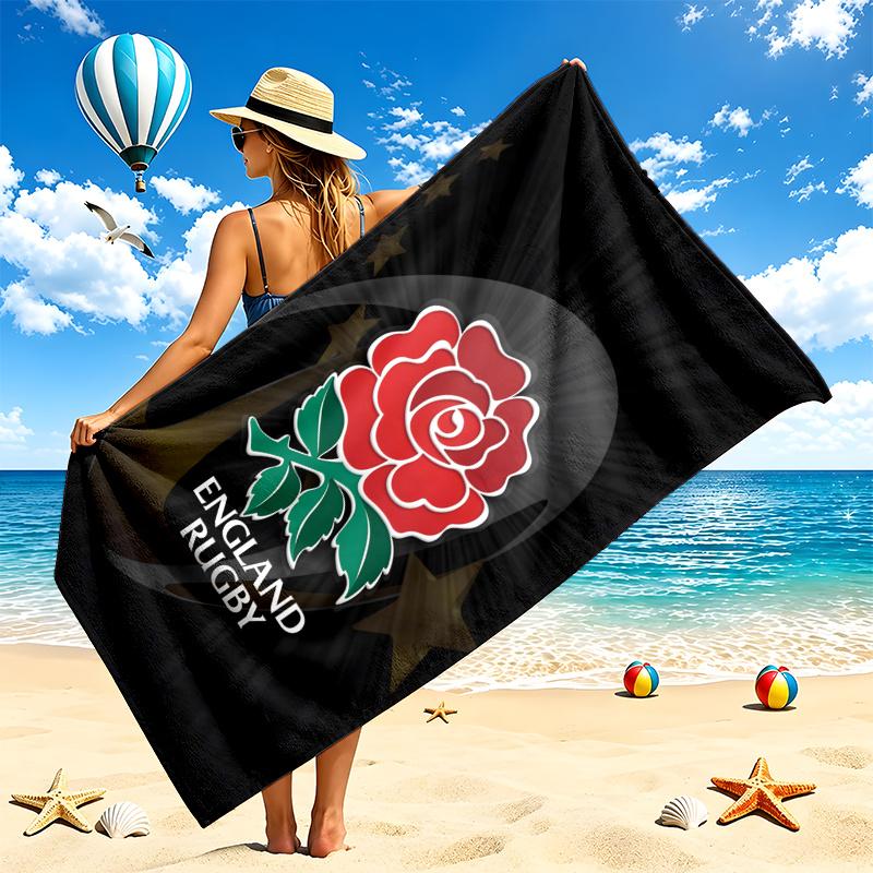 England rugby Beach Towel Quick Dry Soft MicrofiberSand Resistant Oversized Cabana Bath Sheet for Swimming Pool Travel Gift