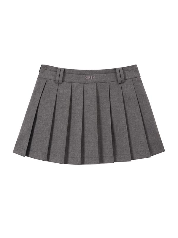 Kirsh Classic Pleated Mini Skirt [Gray]