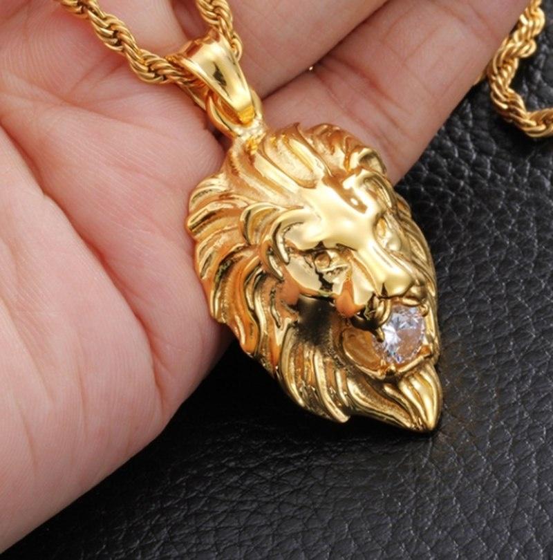 Fashionable Tiger Head Pendant Animal Tiger Necklace Men\\\'s Punk Hip Hop Trendy Casual Jewelry Gift