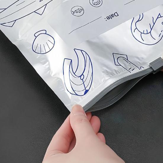 Yousheng 30Pcs Aluminum Foil Sealable Bags Reusable Leak-Proof Zipper Freezer Bags Stand Up Food Storage Pouches with Label for Freshness Fruit Meat