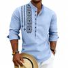 Men S Loose Bohemian Linen Blend Long Sleeve Henley Shirt