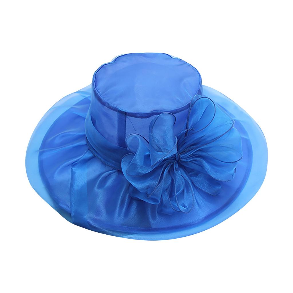 Women's Organza Church Fascinator Bridal Tea Party Flower Wedding Hat Large Rim Basin Cap