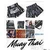 Thai Drawing Black Muay Thai Kickboxing Boxing MMA UFC Casual Shorts Gym Sport Unisex Men Women Workout Quick Dry Print Elastic High Waist Training