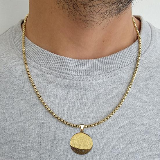 Мужское ожерелье, семь ангельских амулетов, цепочка, круглая подвеска, полый Соломон, нержавеющая сталь, гальваническое покрытие, унисекс