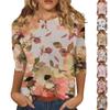 Рубашки с рукавом 3/4 для женщин, милые топы, футболки с рисунком, блузки, повседневные базовые топы больших размеров, пуловеры