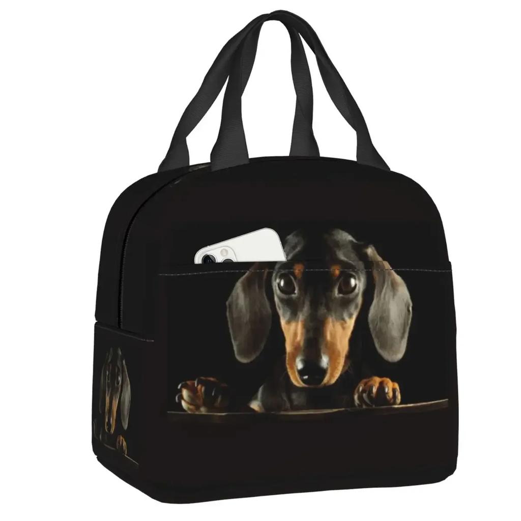 Изолированная сумка для ланча для женщин, водонепроницаемая, с изображением барсучьей таксы, собаки-сосиски, термосумка-холодильник для ланча, детская школьная