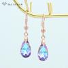 Модные элегантные серьги с каплями воды и красочными кристаллами, висячие серьги для женщин, ювелирные изделия цвета розового золота