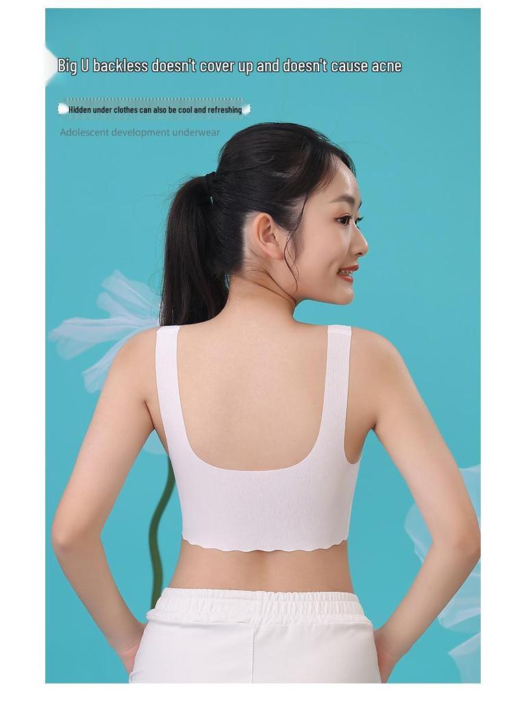 Ice Silk Girls' Training Bra - Junior High Sports Vest for Puberty