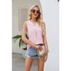 GMXIA Summer Women's V-neck Vest Hollowed Out Sleeveless Pleated Top