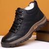 Autumn Plush Warm High Top Cotton Shoes Pu Round Head Mountaineering Men's Leisure Sports Shoes