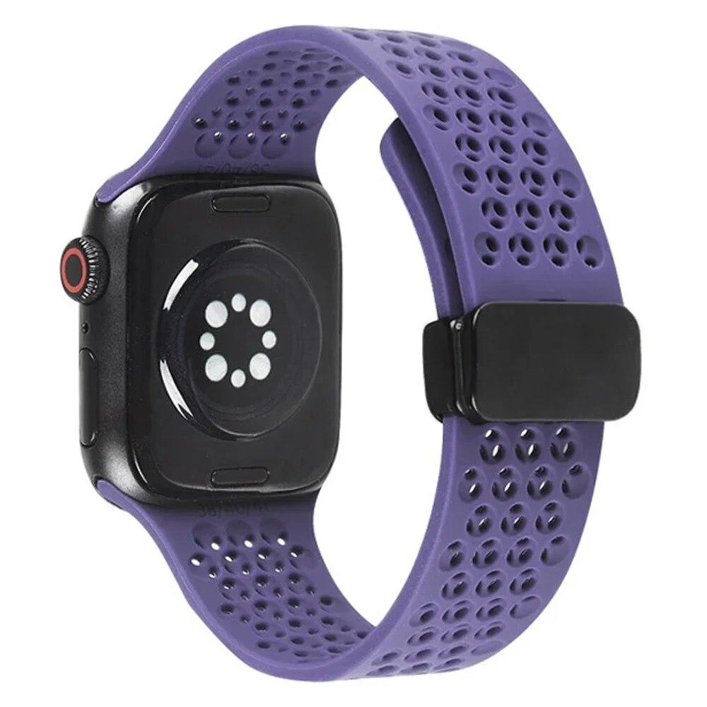 Magnetic Sports Silicone Strap for Apple Watch 49mm 45mm 44mm 41mm 40mm 42mm 38mm Rubber Band for IWatch Series 9 8 7 6 5 4 Se Ultra 2