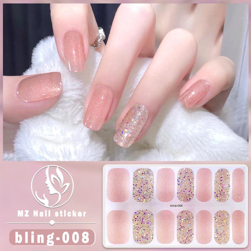 Waterproof Nail Art Sticker Glittering Gel Full Nail Wraps Fashion Gel Nail Stickers Set Nail