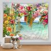3D Colorful Flower Tapestry Beach Wall Tapestry Psychedelic Home Living Room Background Wall Fabric Decorative Tapestry