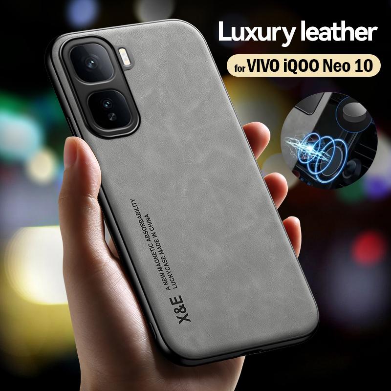 Роскошный кожаный чехол-фунда для VIVO iQOO Neo 10 Ультратонкий защитный чехол с магнитом для автомобиля для iQOO Neo10 Ударопрочная капа