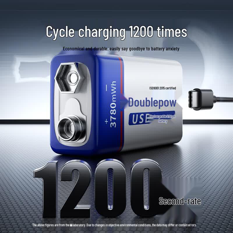 Doublepow 9V Type-C USB Rechargeable Lithium Battery CN plug (adapter included)