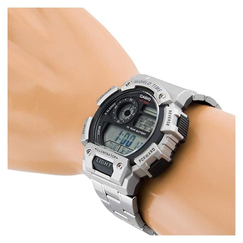 Casio Серия YOUTH-Дисковый цифровой дисплей Ретро Повседневный ЖК-дисплей Кварцевый механизм Ремешок из нержавеющей стали Японские и корейские часы AE-1400WHD-1
