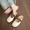 Baotou Slippers for Women Soft-soled Summer Flat-bottomed Bow One-foot Half-support Single Shoes