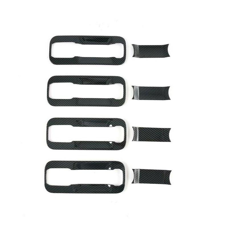 For Ford F150 F-150 2015- 8Pcs Carbon Fiber Black Door Handle Bowl Cover Exterior Decor Protector Auto Accessories