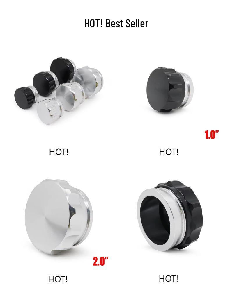 Черно-серебристые алюминиевые крышки топливного и водяного баков для модификации автомобиля: 1, 1,5, 2 дюйма