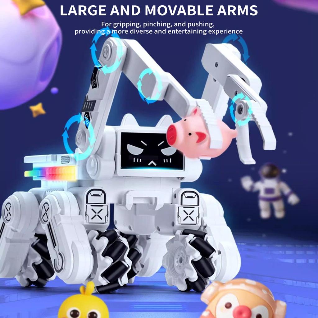 Robot Toy for Kids, 2.4G Remote Control Car Toys with LED Light LCD Screen and Music for Boys