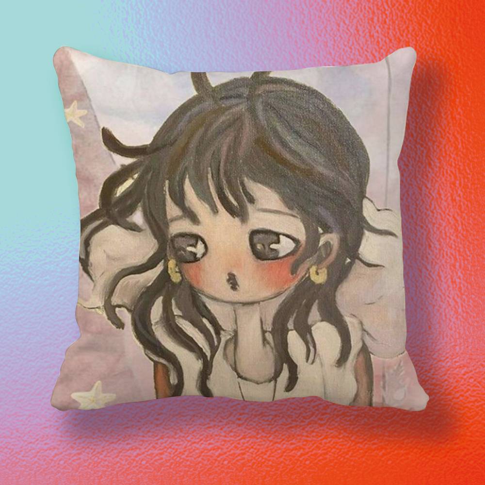 Aya Takano Ppaintings Doublesided printed pillow cover Solid color minimalist pillowcase fits all bedroom styles