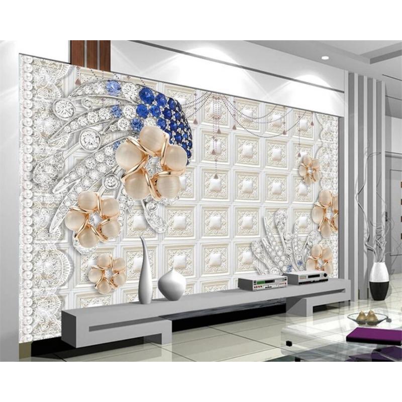 Современные 3D Обои Diamond Pearl Цветочные Обои, Спальня Гостиная Фон Настенная Роспись