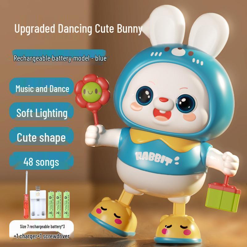 Электрическая танцующая игрушка-кролик для малышей: Побуждает к подъему, перекатыванию, ползанию со звуком и движением