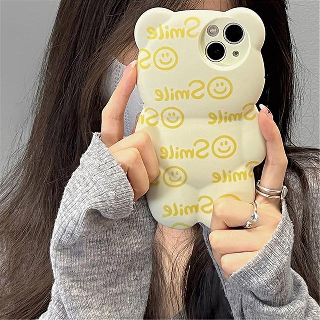 Ins Япония милый 3d смайлик медведь облако чехол для телефона для Iphone 13 12 11 Pro Xs Max X Xr мультфильм животных противоударная мягкая задняя крышка