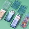 1pcs Portable Qtip Holder Travel Case Flosser Dispenser Travel Case Cotton Swab Jar Clear Acrylic Storage Box Canister Container