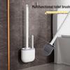 Lux Silicone Wall-Mounted Toilet Brush Set with Base, Long Handle, Light Luxury Style