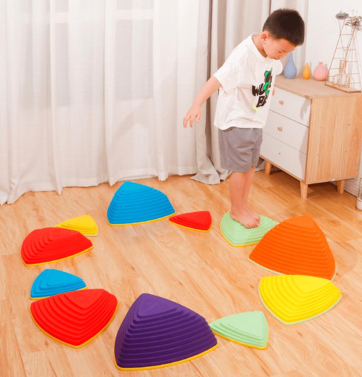 Sensory path river stones Childrens balancing stones stepping stones motor skills and coordination Triangle 11 pcs