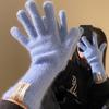 Touch-screen Flannel Gloves Warm Full Finger Mittens Breathable Long Rabbit Fur Gloves  Cycling