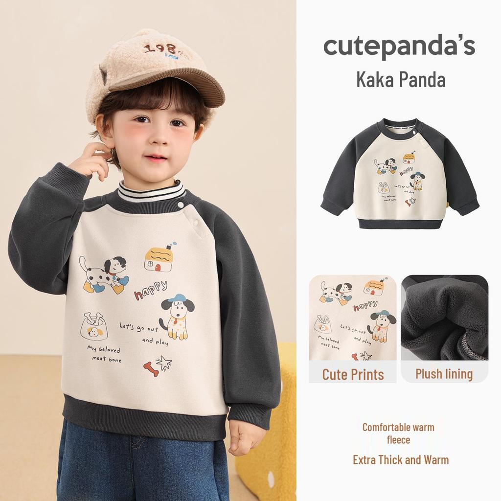 Kaka Panda Kids' Winter Fleece Sweatshirt - Warm Top for Boys and Girls