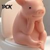 Thinking Pig Ornament Miniature Pink Toilet Figurine, Sitting on Statue Statue, Cartoon Farm Animal Decoration for Home, Office, Bathroom