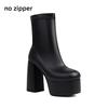 Short Stretch Boots for Women Super Thick High Heel Gold Shoes Silver Chunky Platform Winter Sexy Women Boots