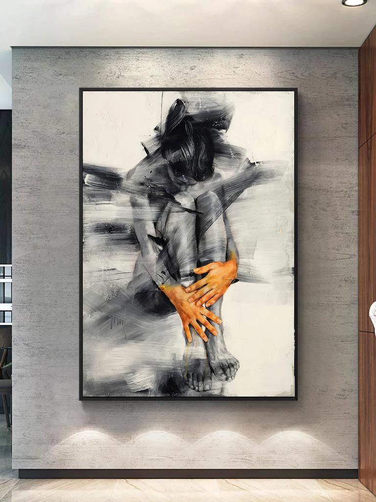 Abstract Nude Woman Art Figure Posters Canvas Painting Black and White Wall Art Picture for Living Room Home Decor