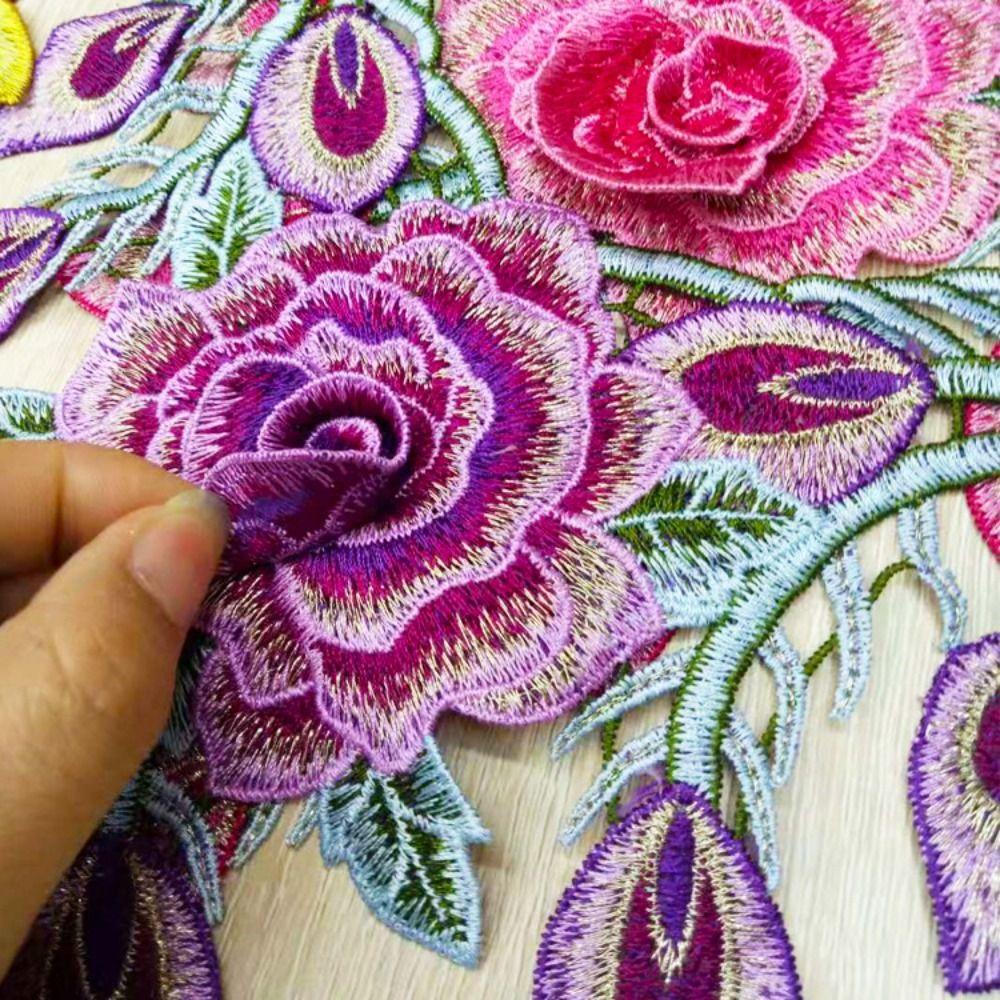 Detachable Embroidery Flower Applique 24cm X 34cm Floral Patches  Wedding Decoration DIY