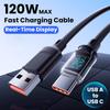 Сверхпрочный кабель для быстрой зарядки 120 Вт MAX, 6 А, с цифровым дисплеем в реальном времени, USB A на USB C, поддержка Quick Charge для iPhone, Android